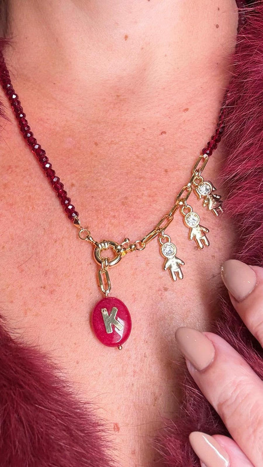 Colar Com Inicial (Vermelho)