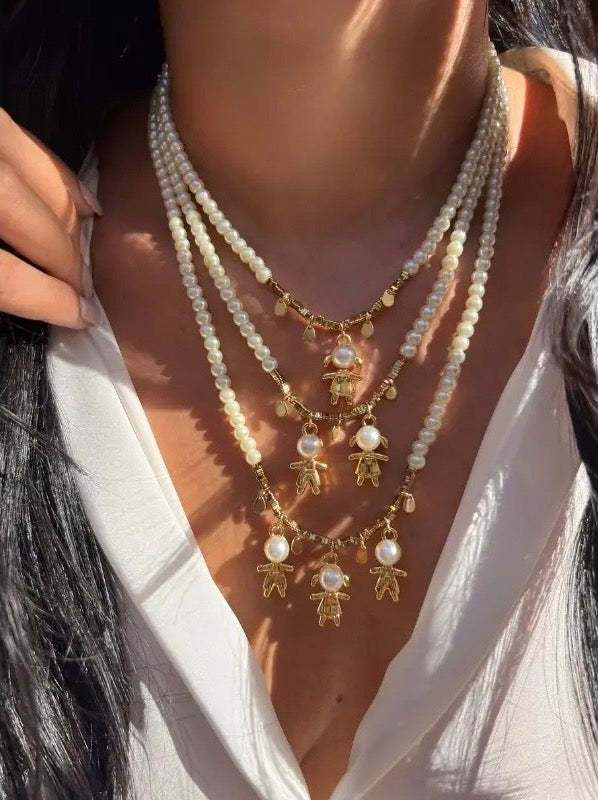 Pré-Venda: Colar De Pérolas com Hematita Ouro