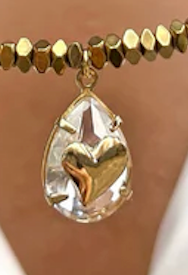 Pré-Venda: Colar Hematita Ouro Pin Cristal com 1 Pingente